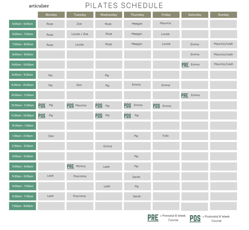 Tarragindi Pilates Schedule